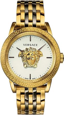 Versace Palazzo Emporio Wit Gouden Horloge - Heren - Horloges - Geel - ONE Size - Accessoires