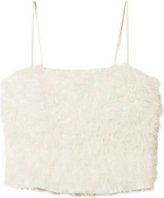 Twinset Tulle Top met R&uuml;ches - Dames - Tops zonder mouwen - Wit - M - Polyester - Tops