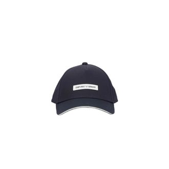Emporio Armani Navy Blauwe Zonneklep - Heren - Petten - Blauw - ONE Size - Katoen - Accessoires