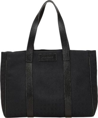 Bulgari Black Canvas Leather Tote Bag (Pre-Owned)