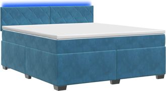 vidaXL Cama Con Base Tapizada, Colch&oacute;n Y Luz Led Azul 180 X 200 Cm Vidaxl
