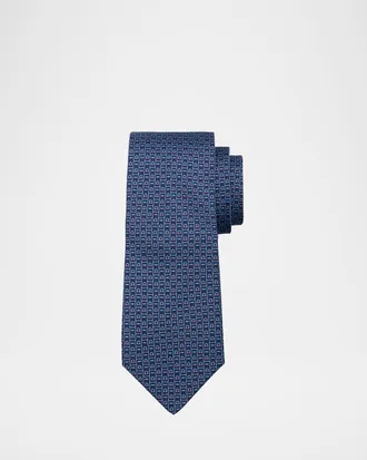 Ferragamo Men & apos;s Gancini Monogram-Print Silk Tie