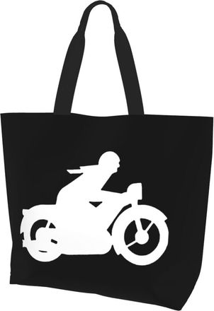 AOOEDM Rider Motorcycles Ladies Canvas Tote Reusable Shopping Bag