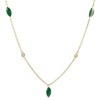 Pompeii3 3/4 Ct tdw Marquise Emerald & Diamond By The Yard 18 Necklace
