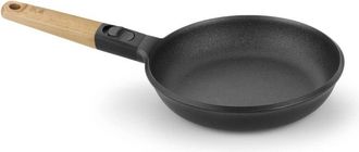 Bra Market Padella 28 cm, Alluminio Casto, Manico Rimovibile Legno Naturale Antiaderente Tristrato Senza pfoa, Adatto a tutti i tipi di fornelli, inclusa