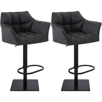 Clp Clp - Lote De 2 Taburetes De Bar Damaso Funda De Tela Negro Gris Oscuro