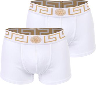 Versace Bi-Pack Trunk Jersey Topeka Bi-Stretch Katoen Organisch Nieuwe Logo Boxer Shorts