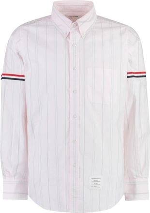 Thom Browne Gestreept katoenen overhemd - Heren - Casual Overhemden - Roze - XL - Katoen - Overhemden