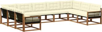vidaXL Conjunto De Sof&aacute;s De Exterior 9 Uds. Natural Y Crema Vidaxl