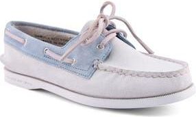 Sperry Top-Sider Authentic Original 2-Eye Boat Shoe in White/Blue at Nordstrom Rack, Size 6
