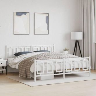 vidaXL Metal Bed Frame without Mattress with Footboard White 180x200cm vidaXL