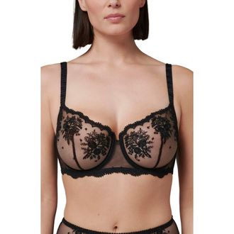 Simone P&eacute;r&egrave;le Intrigue Sheer Underwire Demi Bra in Black at Nordstrom, Size 38B