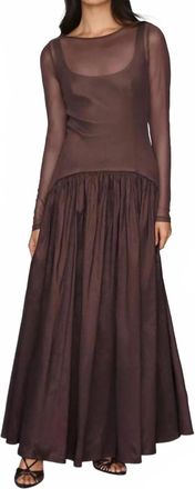 Hutch Womens Susanne Sheer Mesh Drop Waist Maxi Dress In Brown