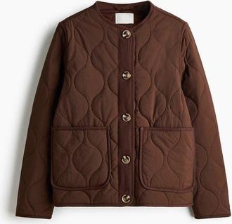 H&M Quilted Jacket in Dark Brown at Nordstrom, Size Xx-Large
