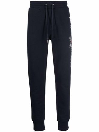 Tommy Hilfiger logo-embroidered drawstring cotton track pants - Blue