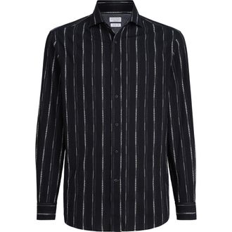 Brunello Cucinelli Seersucker shirt in Black at Nordstrom, Size Xxx-Large Eu