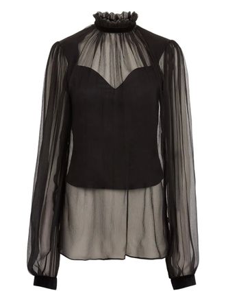 Nina Ricci high-neck ruffled top - Black