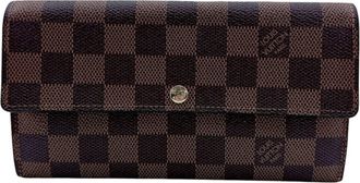 Louis Vuitton Brown Leather Long Wallet (Tri-Fold) (Pre-Owned)