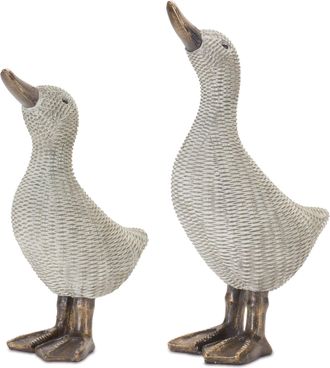Melrose International Wicker Duck Figurine (Set of 4) - Brown