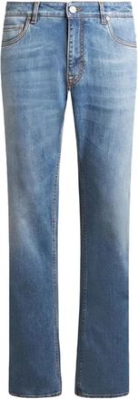 Etro Blauwe Denim Straight Jeans Roma - Heren - Slim Fit Jeans - Blauw - W34 - Denim - Jeans