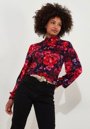 Joe Browns Stretch Knit Mockneck in Romantic Floral at Nordstrom, Size Large