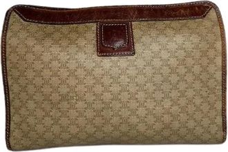 Celine Pre-owned Triomphe Clutch - Dames - Vintage Clutch - Beige - ONE Size - Leer - Vintage