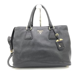 Prada Galleria Vitello Daino Black Leather Top Handle Womens Bag (Pre-Owned)