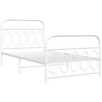 vidaXL Estructura Cama Sin Colch&oacute;n Con Estribo Metal Blanco 100x200 Cm Vidaxl