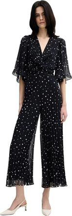 Joseph Ribkoff Gekreukte Polka Dot Jumpsuit - Dames - Jumpsuits - Blauw - 2XL - Polyester - Jumpsuits & Playsuits