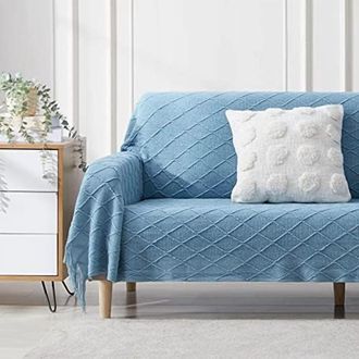OEM Manta Suave De Color Azul Texturizado Para Sof&aacute;/cama/funda Para Sof&aacute;/manta Decorativa De Punto/camisa Para Cama
