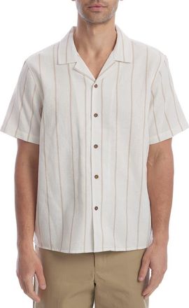 PX Los Angeles Vertical Stripe Camp Shirt in Ecru at Nordstrom Rack, Size Xx-Large