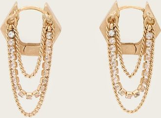 AllSaints Brass Rubi Chain Earrings, Size: One Size