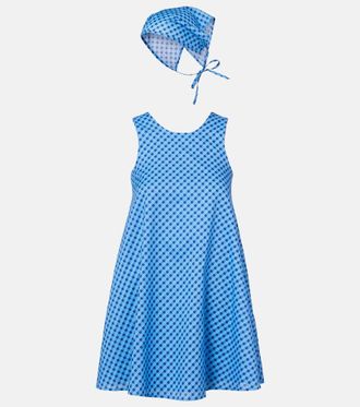 Montce Swim Betsie plaid cotton minidress and scarf set