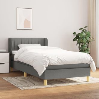 vidaXL Cama Box Spring Con Colch&oacute;n Tela Gris Oscuro 100x200 Cm Vidaxl