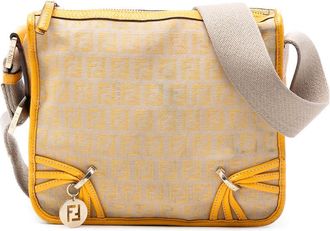 Fendi Pre-owned Fendi Zucchino Canvas F Charm Crossbody Unisex FSD7G0QCQML73M5B