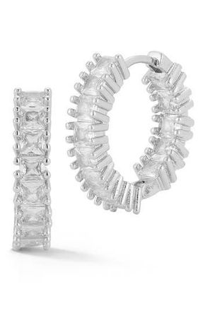 Glaze Jewelry Cubic Zirconia Pav&eacute; Pront Set Hoop Earrings in Silver at Nordstrom Rack