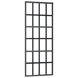 Berkfield Home Sliding Door with Hardware Set ESG Glass&Aluminium 76x205 cm in Black