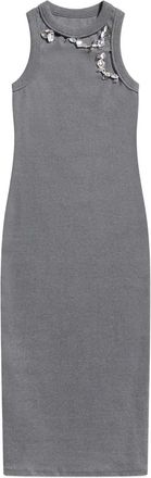 Area Abito midi a coste con strass - Grigio