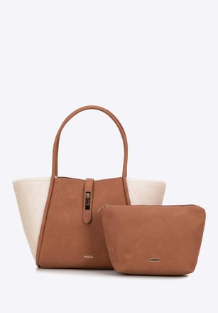 Wittchen Dames eco-leer en imitatiebont shopper beige eco-leer