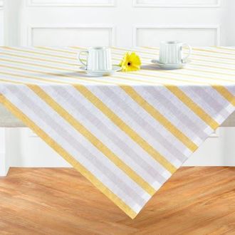 Solino Home Linen Table Throw - Sorrento Stripe, 52 x 52, 52 x 52 in Yellow And Grey at Nordstrom, Size Small