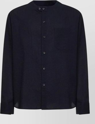 Giorgio Armani silk nylon shirt chest pocket cuffed sleeves