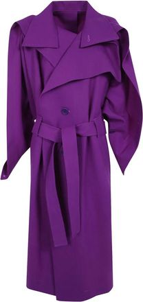 Issey Miyake Calligraph Jas - Dames - Jas met riem - Paars - S - Wol - Jassen