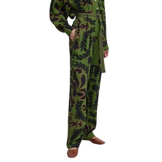 La Petite Francaise Broeken, Dames, Groen, S, Leer, Ponctuel Broek met Riem
