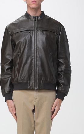Peuterey Giacca in pelle con collo alto e spalle cadute
