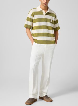 Ami Mens Linen-blend pleated straight-leg jean