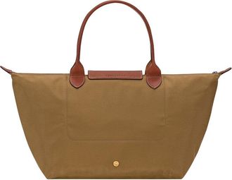 Longchamp Womens Shoulder Bag With Green Leather Zip Polyamide