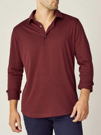 Luca Faloni Lava Red Amalfi Silk-Cotton Polo Shirt