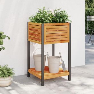 vidaXL Jardinera Con Estante Madera Maciza Acacia Y Acero 45x45x80 Cm Vidaxl