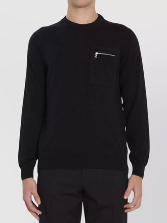 Fendi regular fit wool blend pullover with pockets