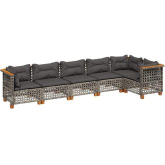 vidaXL Set De Muebles De Jard&iacute;n 6 Pzas Y Cojines Rat&aacute;n Sint&eacute;tico Gris Vidaxl